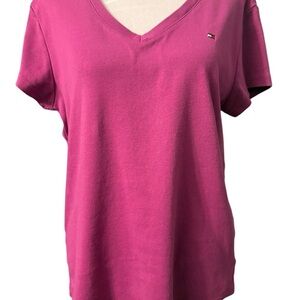 Tommy Hilfiger Women's Pink V-Neck Top